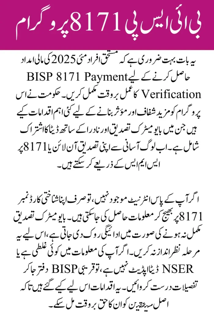 BISP 8171 Payment Verification